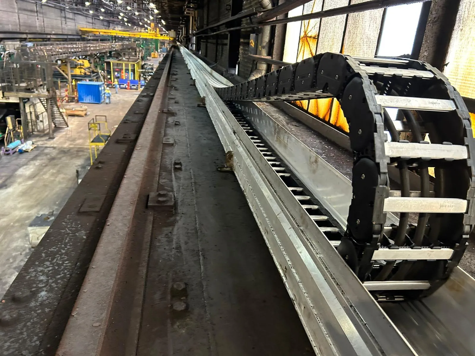 TKHP cable carrier in the channel along the crane runway at Tata Steel